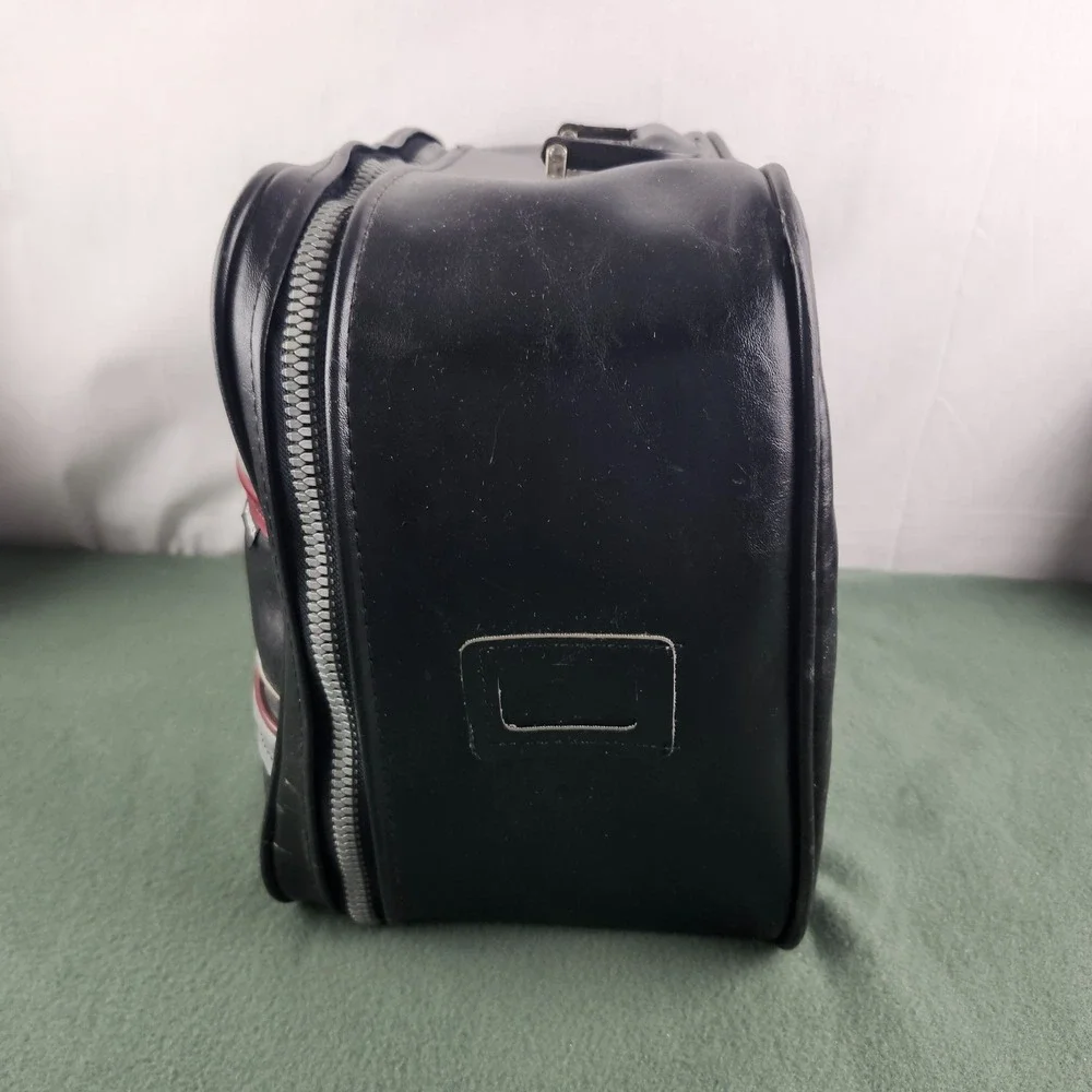 Vintage Brunswick Bowling Ball Bag Made in USA Black with Stripes Wire Rack